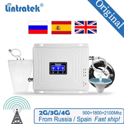 Lintratek Cellular Signal Booster 900 1800 2100 GSM Tri Band Amplifier Mobile Signal Repeater DCS WCDMA 2G 3G 4G LTE Repeater