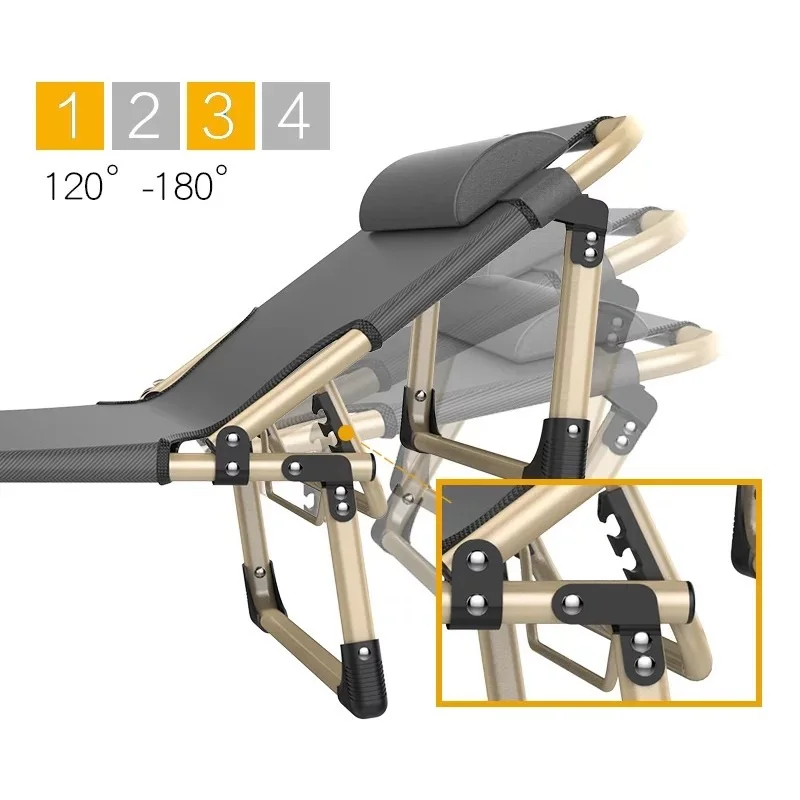 Lazer moderno cama dobrável reforçada pesca nap almoço portátil praia acampamento jardim escritório espreguiçadeira colchão ajustado encosto