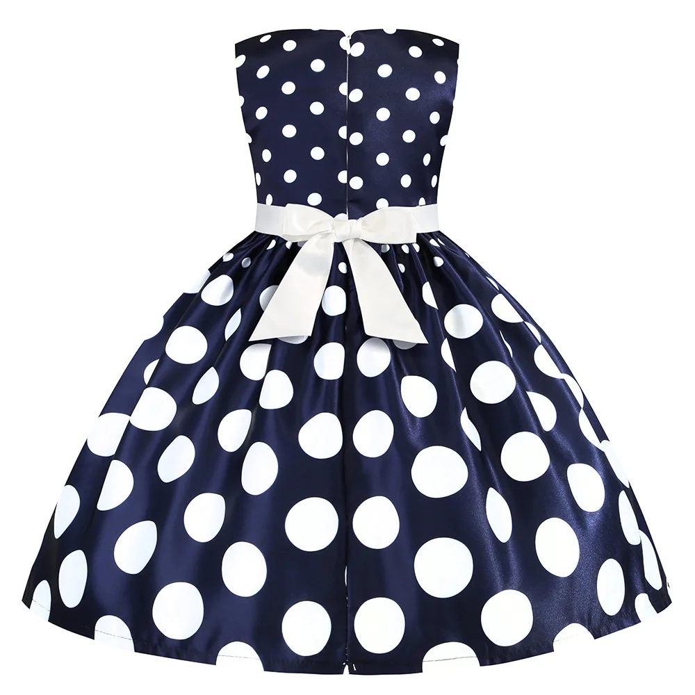 Hot Sale Christmas Super Flower girls dresses for party and wedding Dot print Princess Kids Dress Fashion Children\'s Clothing