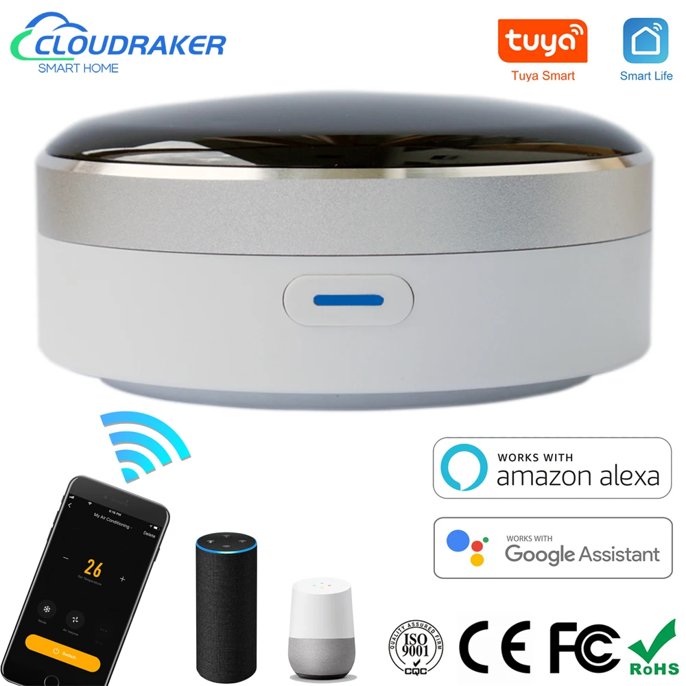 Cloudraker Tuya Smart Telecomando universale a infrarossi Controllo app IR Blaster Funziona con comandi vocali Alexa Google Home Siri