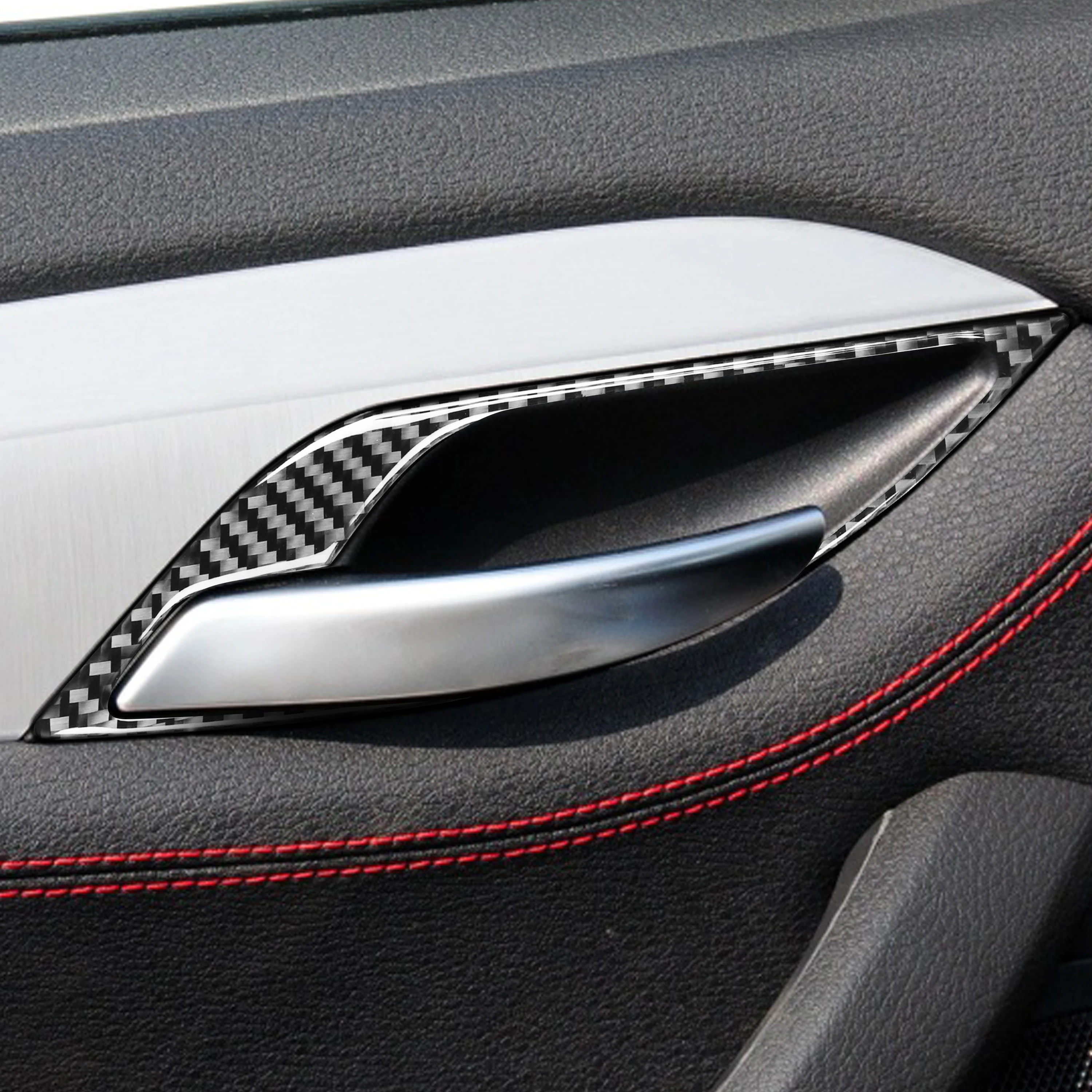 

Genuine Carbon Fiber Car Door Handle Bowl Frame Decoration Cover Trim Styling Sticker For BMW E84 X1(2011-2015)