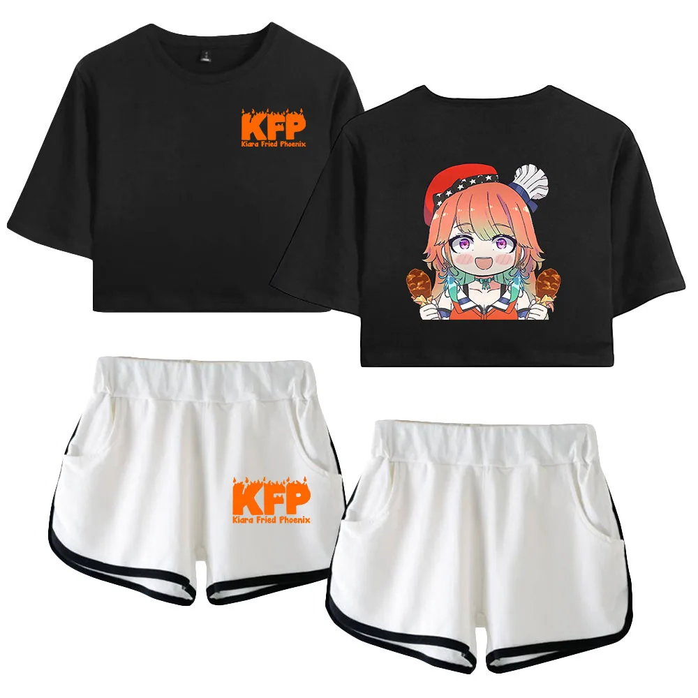 Hololive Vtuber Takanashi Kiara Print Zomer Vrouwen/Meisje Sets Sexy Korte Tops + Shorts Elastische Taille Past Tweedelige sets Kawaii