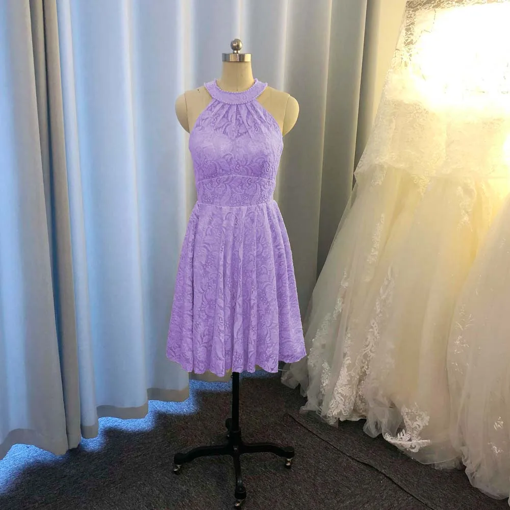 Vestido de renda champanhe, vestidos para dama de honra, decote e festa de casamento, na altura do joelho, vestido curto de dama de honra com imagem real