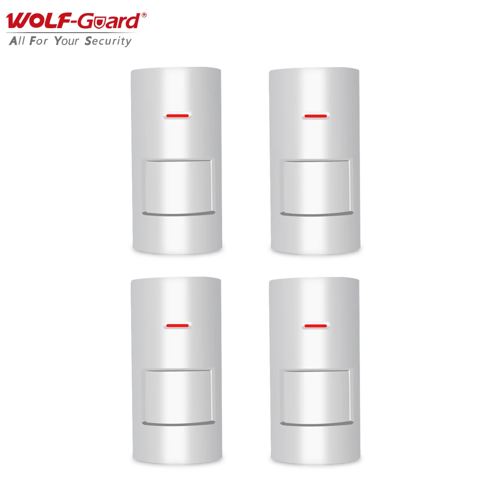 

4pcs Wolf-Guard Wireless PIR Motion Sensor Detector Anti-Tamper Accessories for Home Security Alarm Burglar System 433MHz