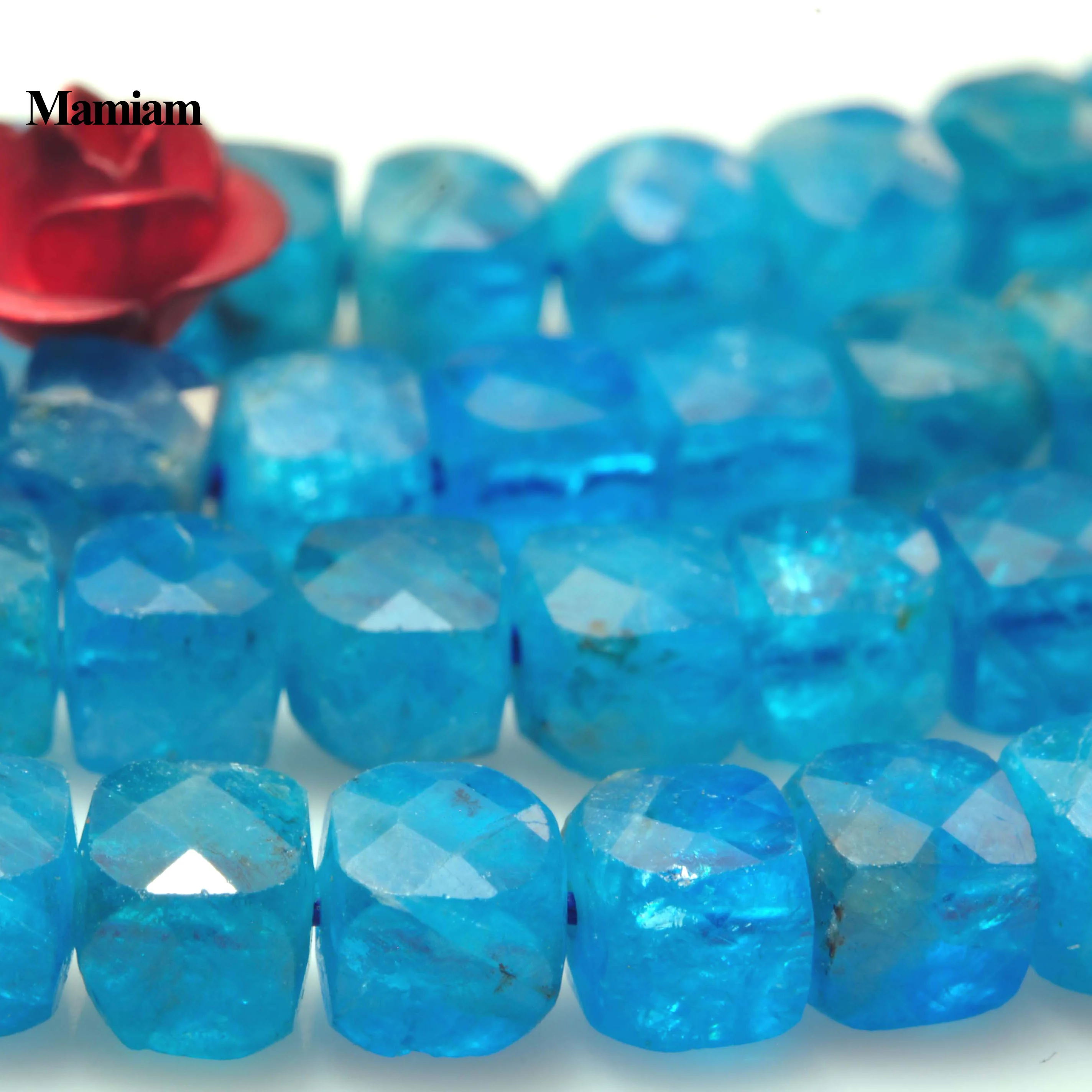 Mamiam Natural A Blue Apatite Faceted Square Loose Beads 3.8+-0.2mm Stone Bracelet Necklace Diy Jewelry Making Gift Design