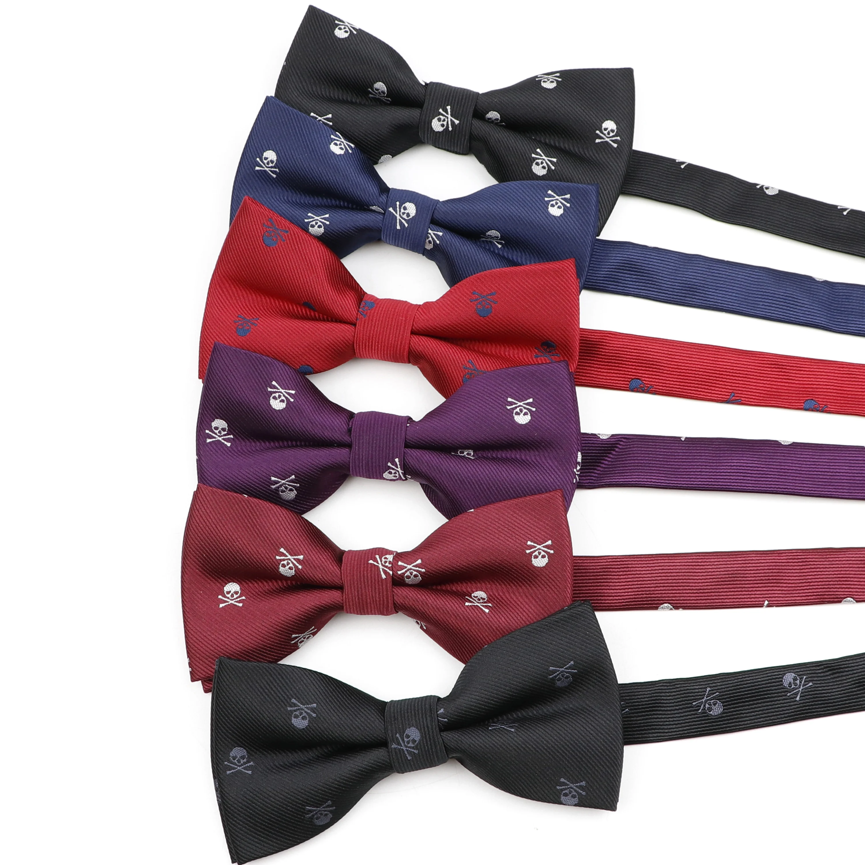 Men's Fashion Skull Bowtie 100% Microfiber Bow Tie Woven Polyester Jacquard Butterfly For Wedding Halloween Party Dress Neckwear