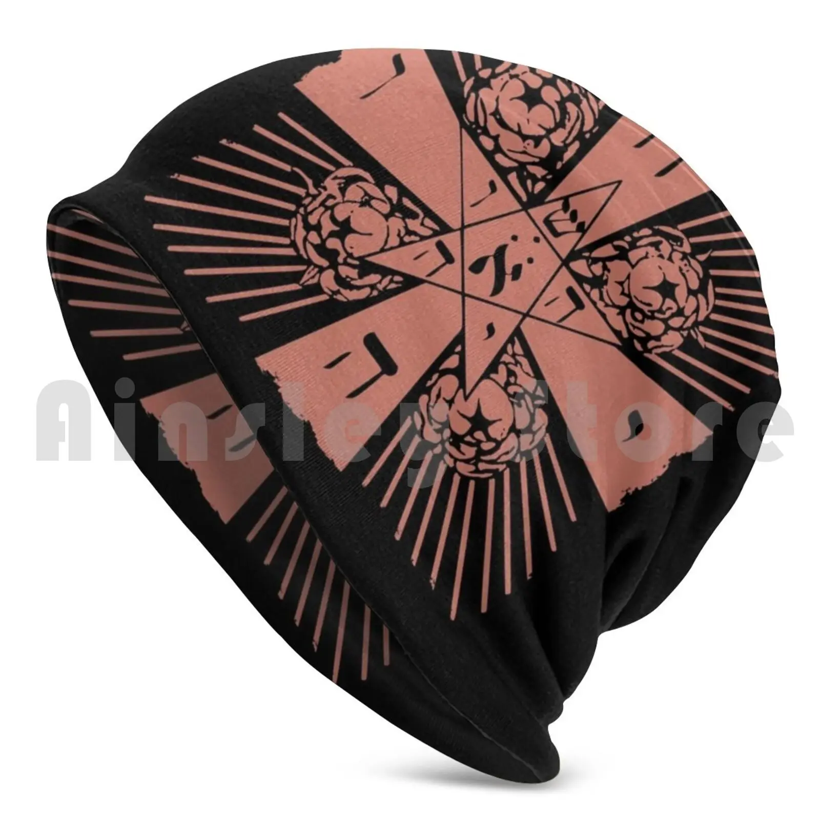 Rosy Cross Rosicrucian Golden Dawn Gnostic Beanies Knit Hat Hip Hop Esoteric Occult Symbol Rosy