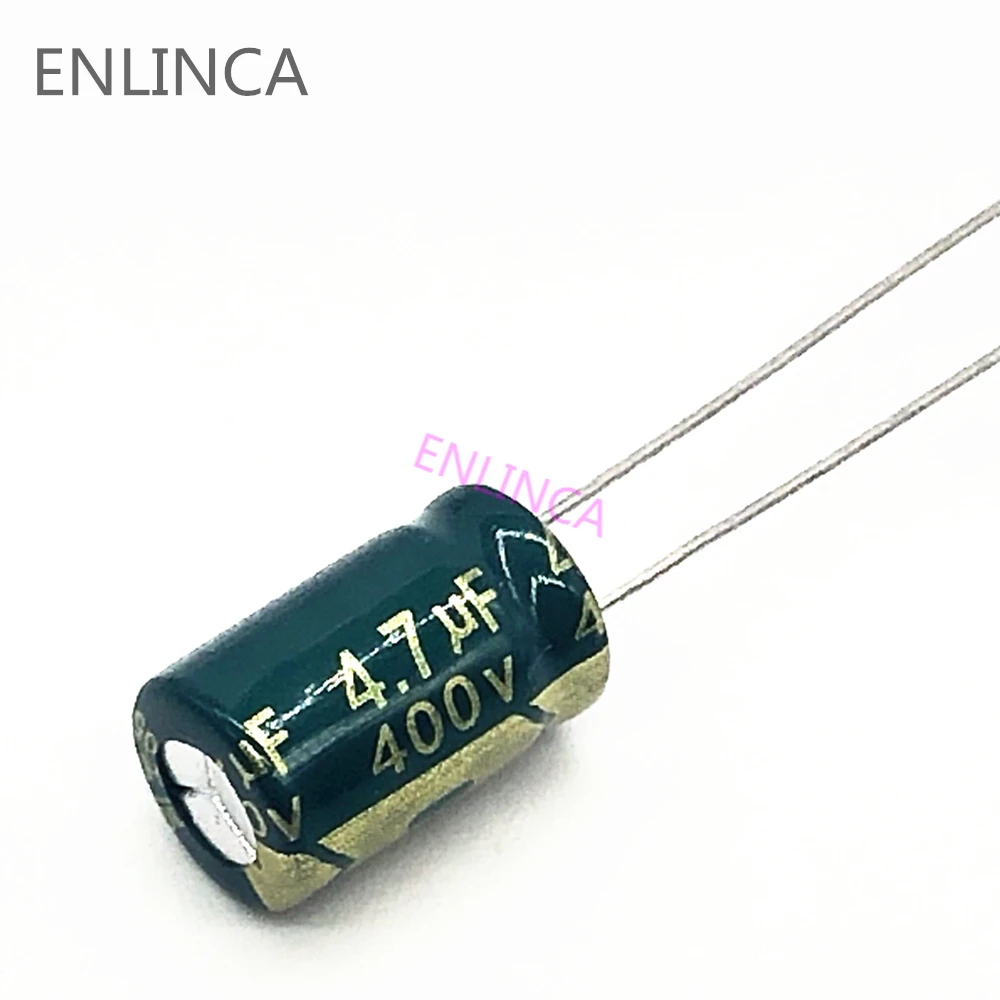 10 sztuk/partia 400v 4.7UF wysokiej częstotliwości niska impedancja 400V 4.7UF aluminium kondensator elektrolityczny rozmiar 8*12 S22 20%