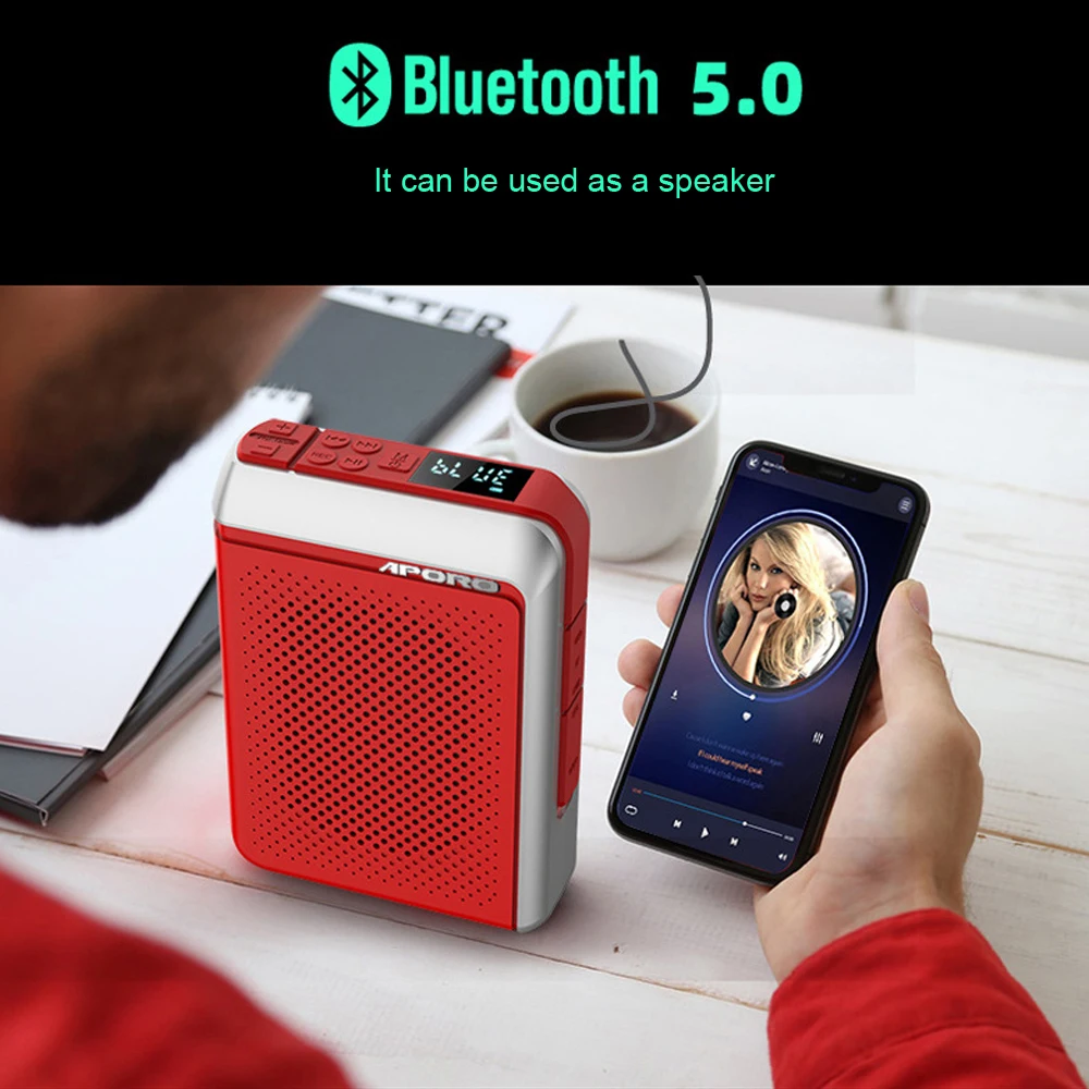 30W Bluetooth 5.0 Voice Amplifier Wired/2.4G Wireless Portable Teaching School College Tour Guide Megaphone Microphone Speaker