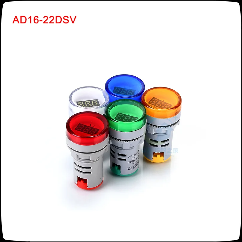 5 pçs/lote AD16-22DSV 22mm AC60-500V vermelho, verde, amarelo, azul, branco mini medidor de tensão led display digital luz indicadora