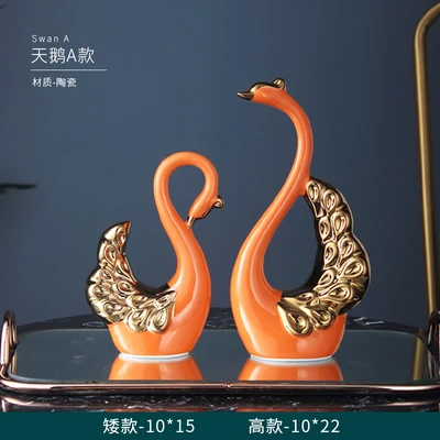 NORDIC CREATIVITY CERAMICS SIMULATION ANIMAL SCULPTURE ABSTRACT SWAN LOVERS MARRY CRAFTS FURNISHINGS MODERN HOME DECORATION