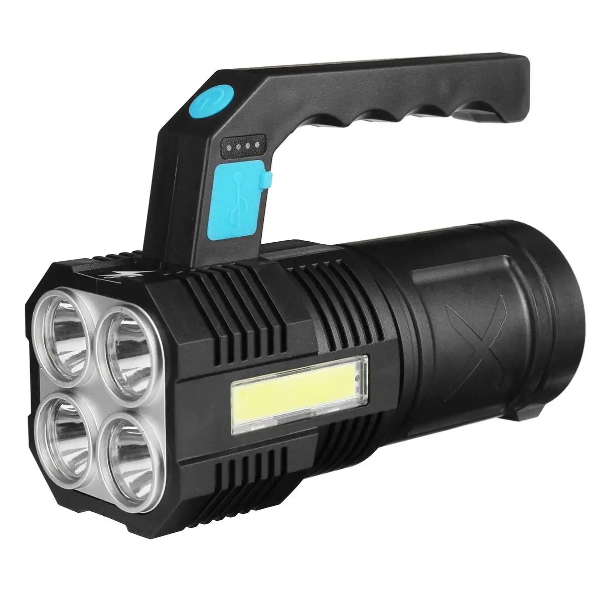 Linternas LED de mano, lámpara portátil de Camping, foco de luz fuerte, recargable por USB, batería integrada, iluminación para exteriores