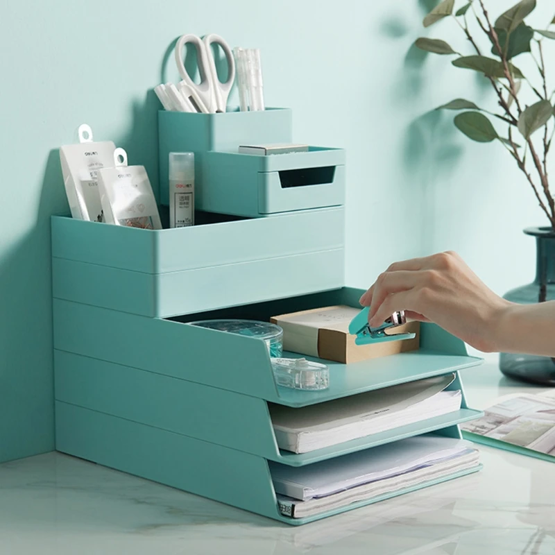 A4 Paper Organizer Document Plastic Case Table Desk Storage Superposition Holder,Waterproof, Moisture-resistant and Durable.