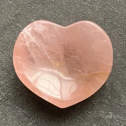 Natural Rose Quartz Bowl Heart Colorful Decoration Polished Moon Pink Crystal Dish