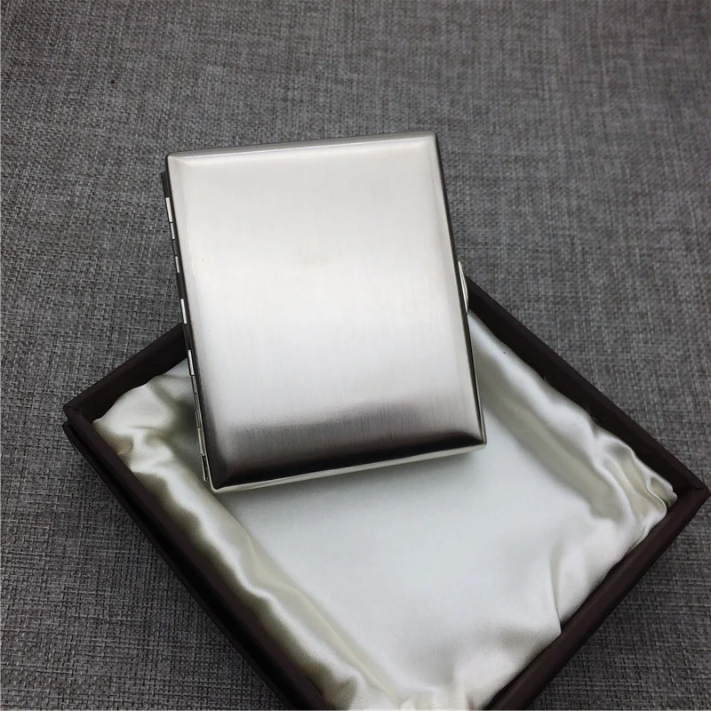 KC1-01 Super Quality Male 20 Metal Cigarette Case Stainless Steel Portable Cigarette Storage Box Bin Smoking Holders