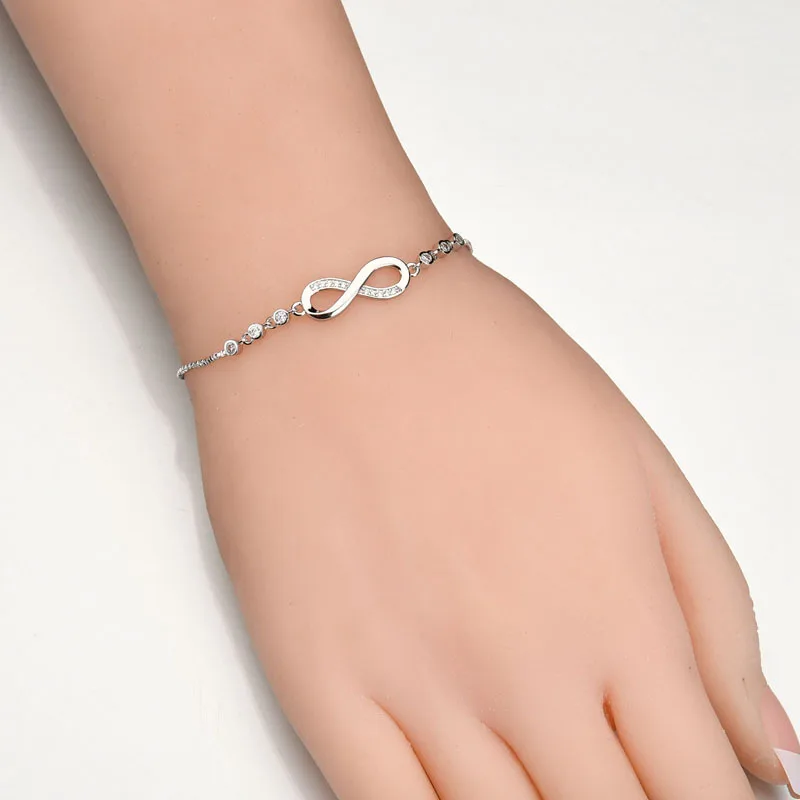 Silver Color Infinity Adjustable Bracelet For Women Hot Fashion 8 Word Bracelet Female Wedding Jewelry  Gift