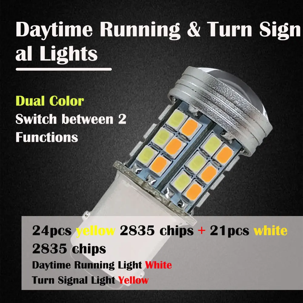 2PCS 1157 BAY15D P21/5W Led T20 7443 W21/5W Led Bulb Dual Color Car Turn Signal Lamp T25 3157 P27/7W Auto Light White Yellow 12V