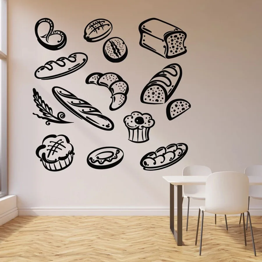 Mural Stickers For Wall Stickers, Bakery, Bakery Products, Desserts, Kitchens, Restaurants, Door Decorations, Windows
