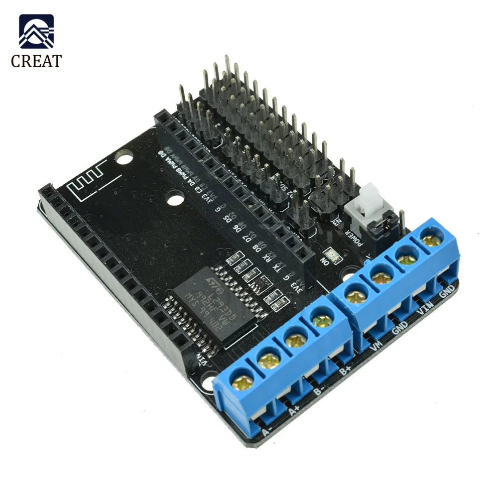 Módulo de puente en H de alta potencia Dual para Arduino, NodeMcu placa protectora de controlador de Motor, WIFI inalámbrico, L293D, L293, ESP8266, ESP-12E