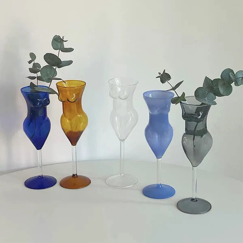 

Ins/чашки Красота Вино Кубок человеческого тела половина тела Стекло Кубок для шампанского чашки Творческий дом украшения