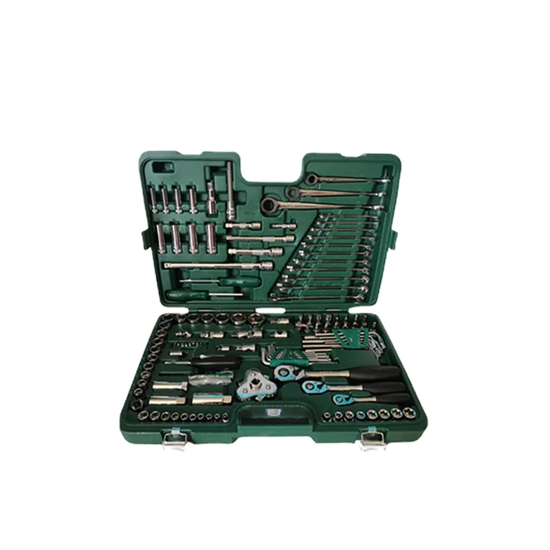 High-quality tool 128-piece ratchet wrench socket combination car repair tool box 09014G wear-resistant and durable