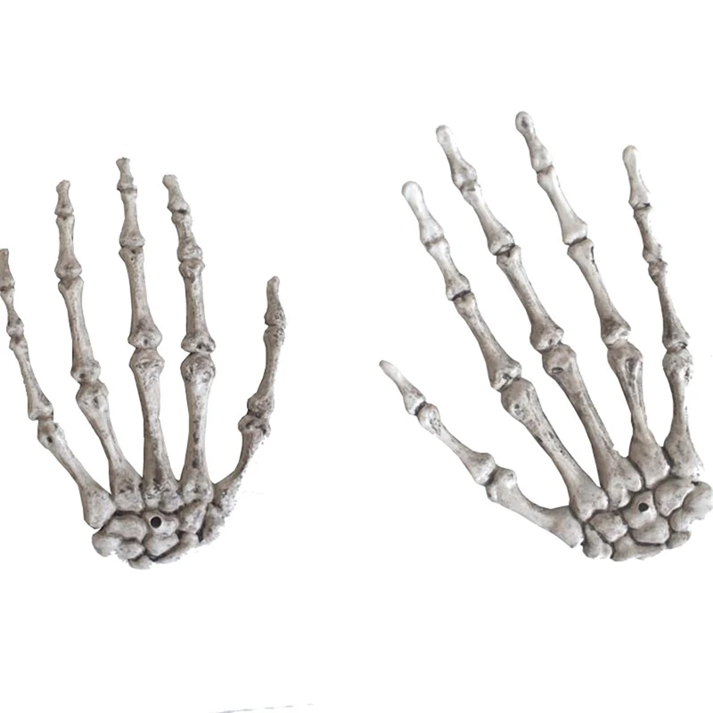 1 Pair Halloween Decoration Realistic Life Size Skeleton Hands Plastic Fake Human Hand Bone Zombie Party Terror Scary Props