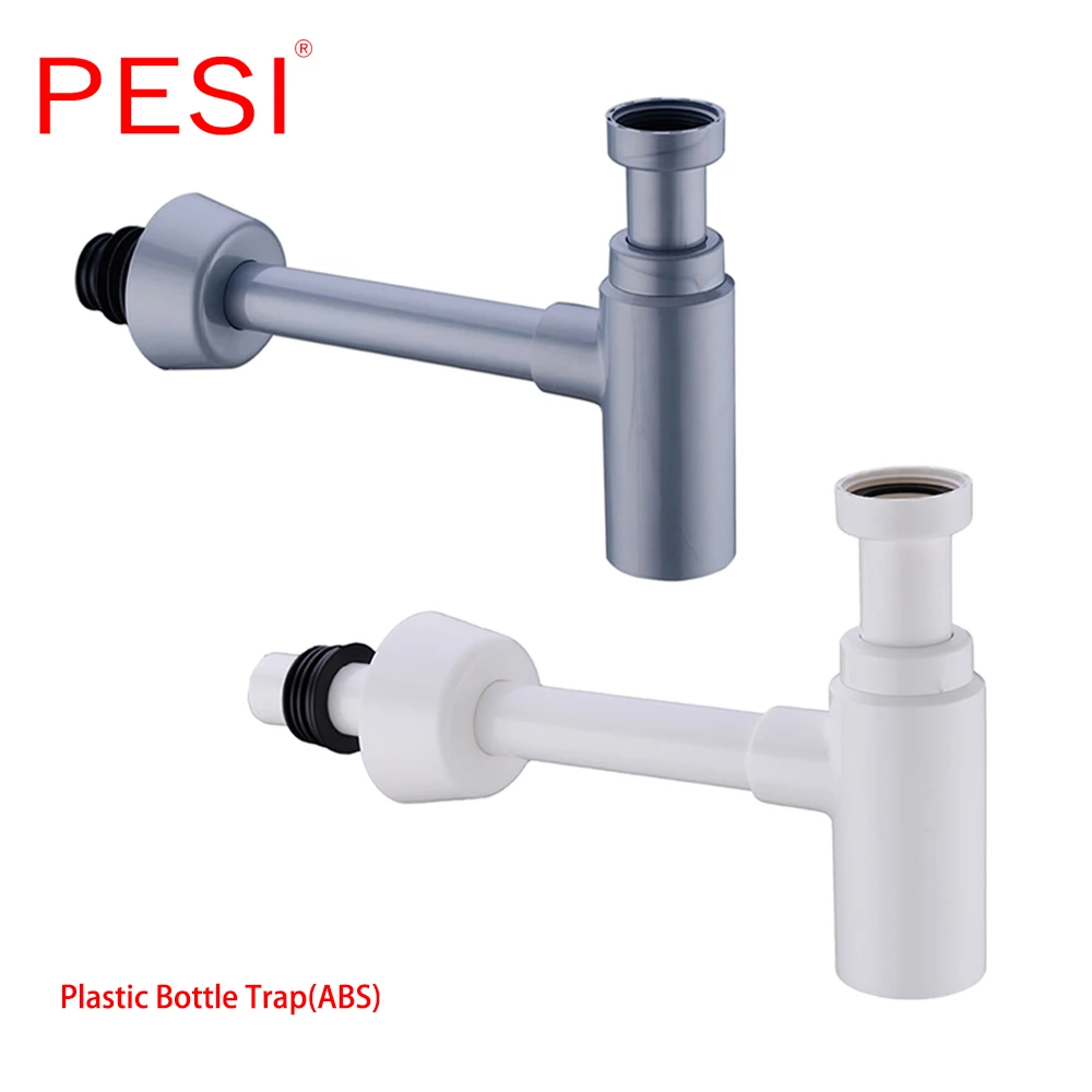Siphon Basin Bottle Trap Plastic Round Bathroom Sink Siphon Drains with Pop Up Drain White P-TRAP Pipe Waste.