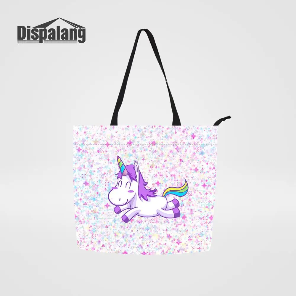 

Dispalang Unicorn Reusable Shopping Bags For Women Convenient Large Capacity Storage Handbag Lady High Quality Shopping Totes