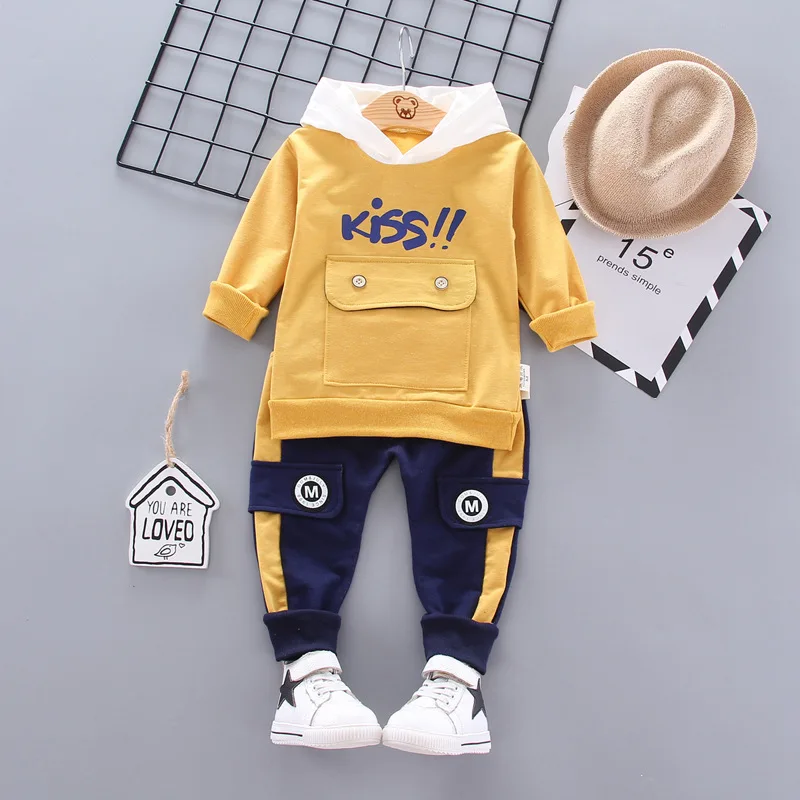 IENENS Toddler Boys Clothing Sets Kids Sports Suits Clothes Casual Outfits Autumn Children Hooded Sweatshirts + Pants 1-4 Years