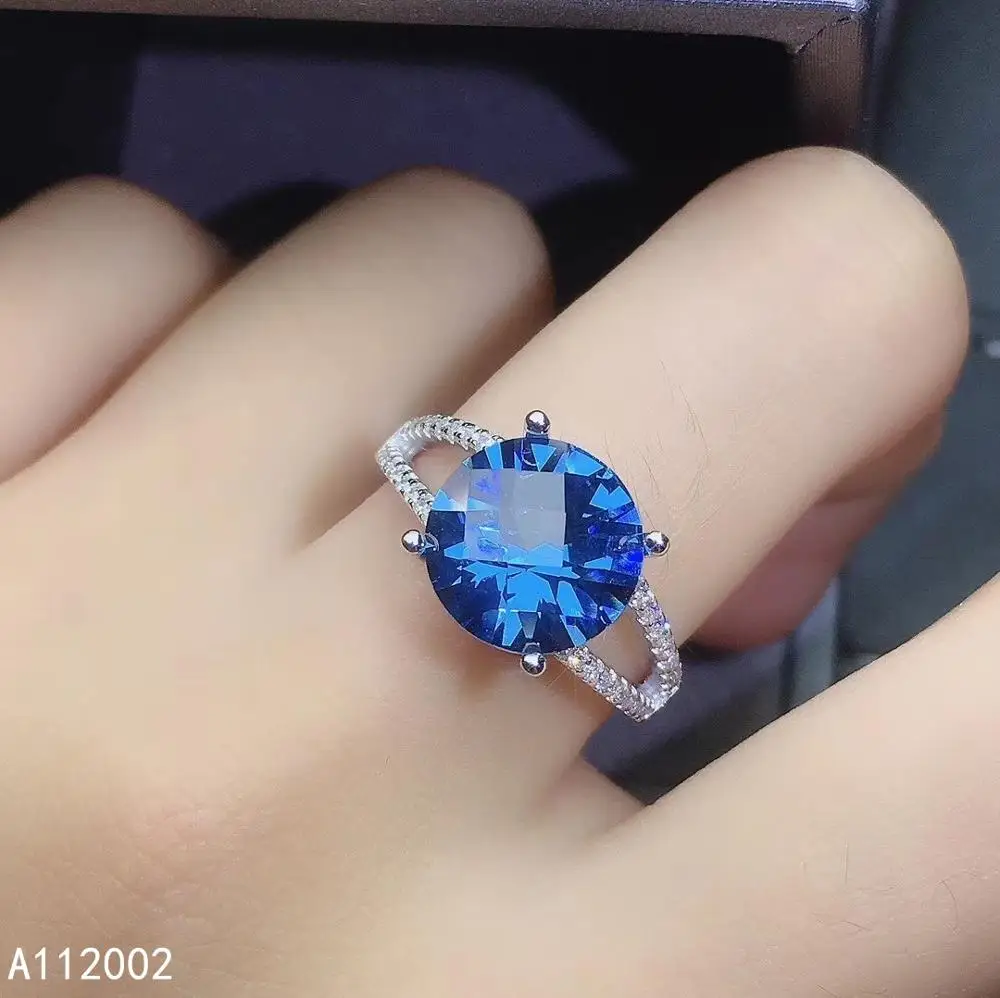 

KJJEAXCMY fine jewelry natural blue topaz 925 sterling silver new women adjustable gemstone ring support test beautiful