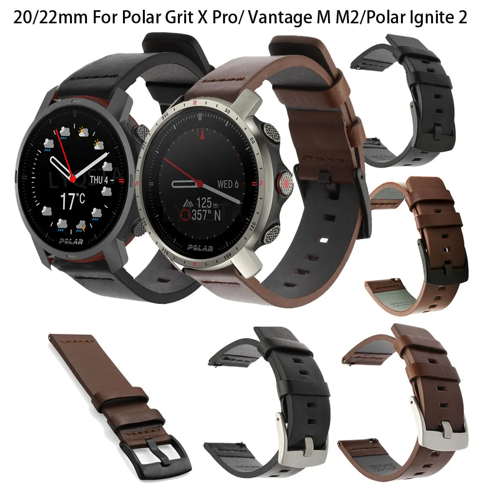 18mm 20mm 22mm Genuine Classic Leather Strap For Polar ignite 2 /Vantage M M2/Polar Unite/Grit X Quick Release Bracelet Strap