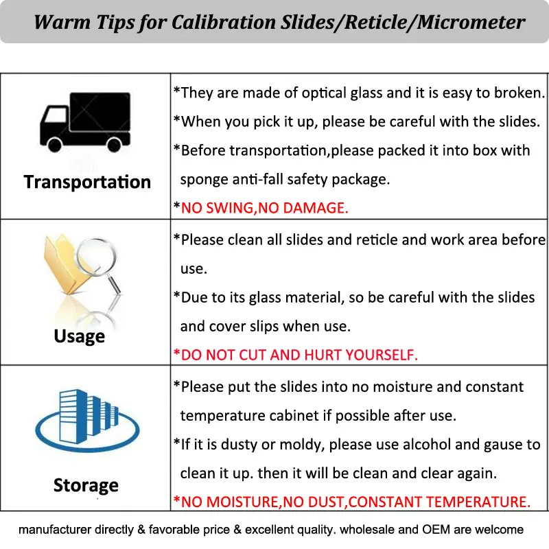 983.T Div 1mm Microscope Objective Slides 50x20 Grid Calibration Stage Micrometer for Microscopio