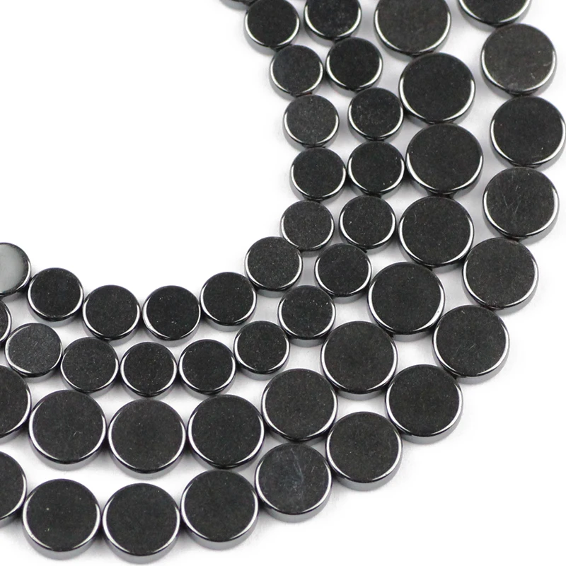 COINS Black Hematite 8/6MM Natural Stone Flat Round Spacers Loose Beads For Jewelry Making DIY Bracelets Necklace Accessories