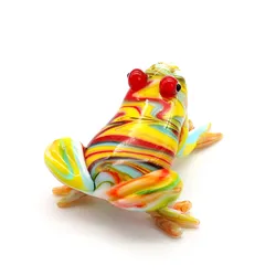 Colorful Cute Murano Style Glass Frog Figurine Handmade Animal Small Sculpture Ornament for Home Desktop Decor Craft Collectible