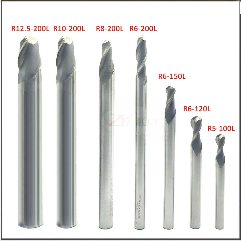 R3 R4 R5 R6 R8 R10 R12.5 Ball knife HSS 2 Flute Ball notes end mills,High Speed Steel Lengthened Round head knife milling cutter