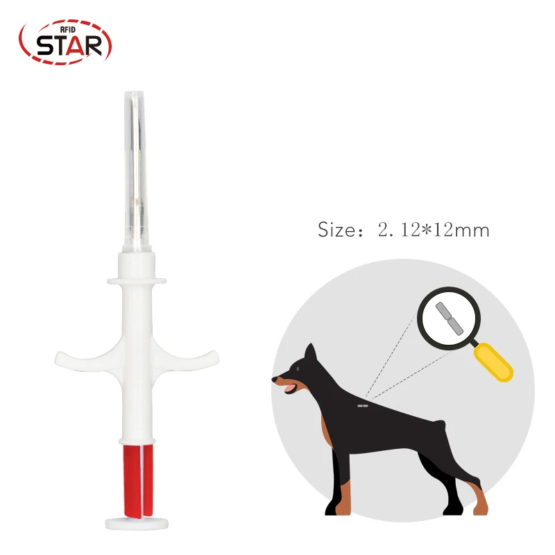 30pc Implantable Microchip syringe 1.4*8/1.25*7mm rfid microchips 134.2KHz FDX-B ISO Chip EM4305 RFID Syringe for dogs pigssnake