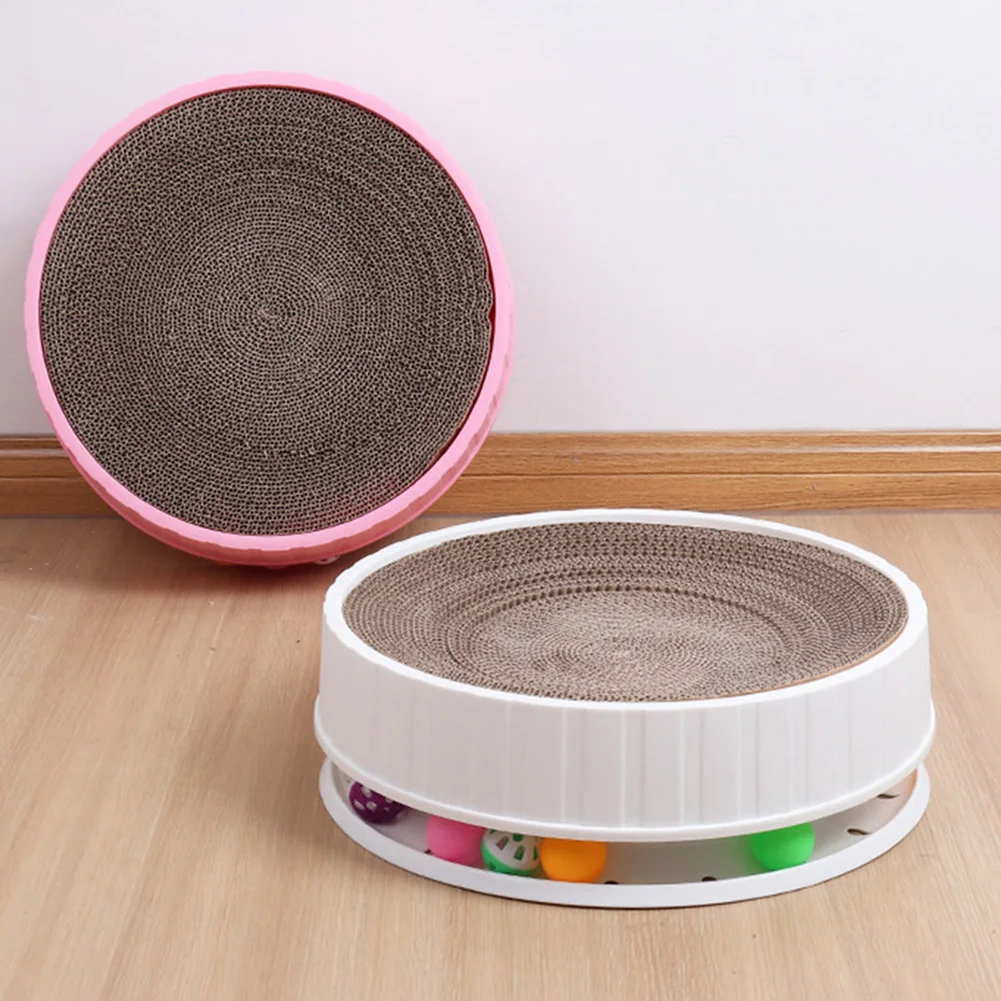 2 In1 Cats Scratching Board Round Scratcher Pad Kitten Scrapers Grinding Nails Cat Toys and Scratch Couch Bed Catnip Cardboard