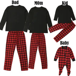 Nowa jesienno-zimowa rodzina pasująca zestaw piżam bożonarodzeniowych stroje tata mama dzieci niemowlęta Casual Plaid bielizna nocna bielizna nocna Homewear