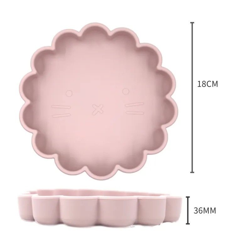 BPA Baby Feeding Dining Appliance Silicone Dishes Plate Cartoon Flower Shape Bowl Training Fork Spoon Newborn Gift