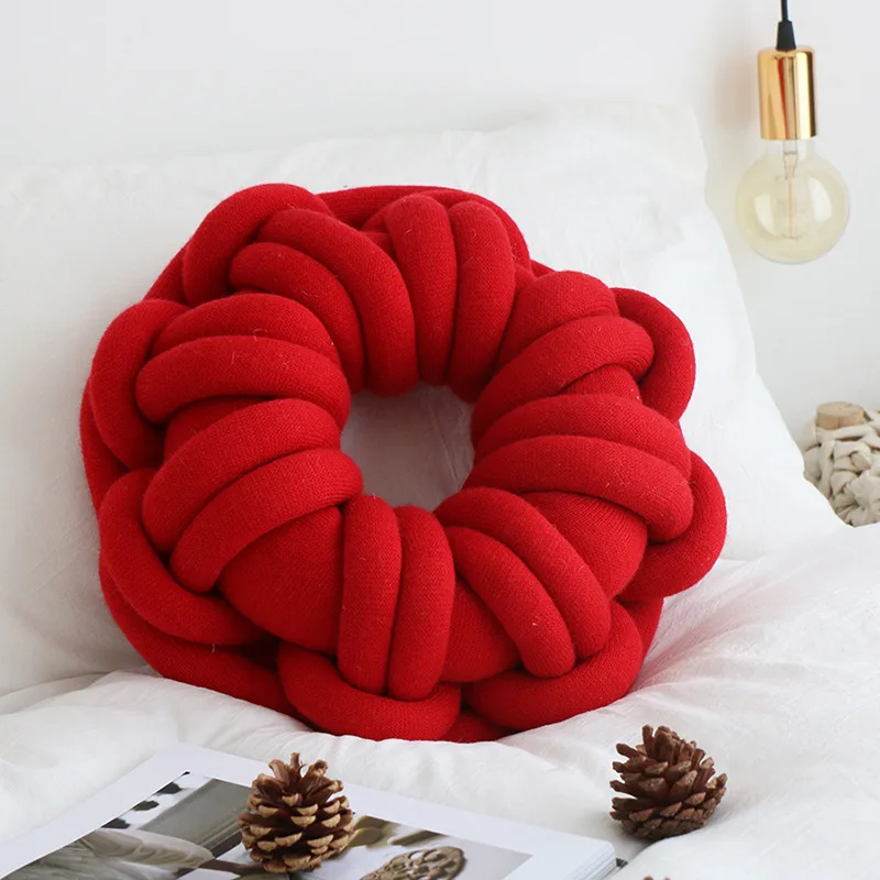 

Donut Hand Knot Back Cushion Cozy Car Lumbar Pillows Home Decorative Sofa Seat Cushion Soft Office Throw Pillow with Core