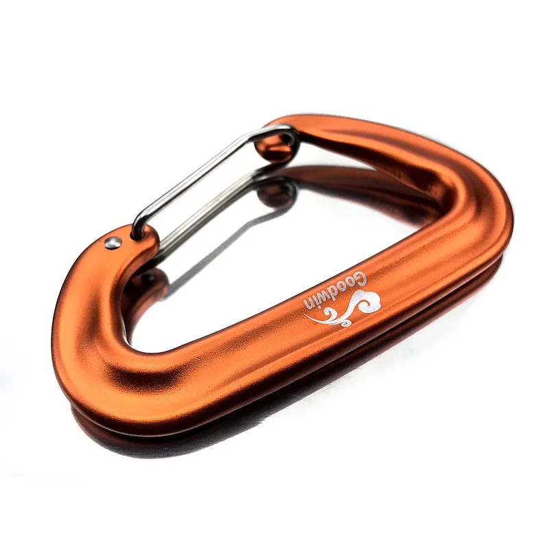 4 Pcs Aluminum Climbing Carabiner Bearing 12KN Pull Spring Flat Hole D Shape Ideal for Climbing Camping Hiking Travel Keychain