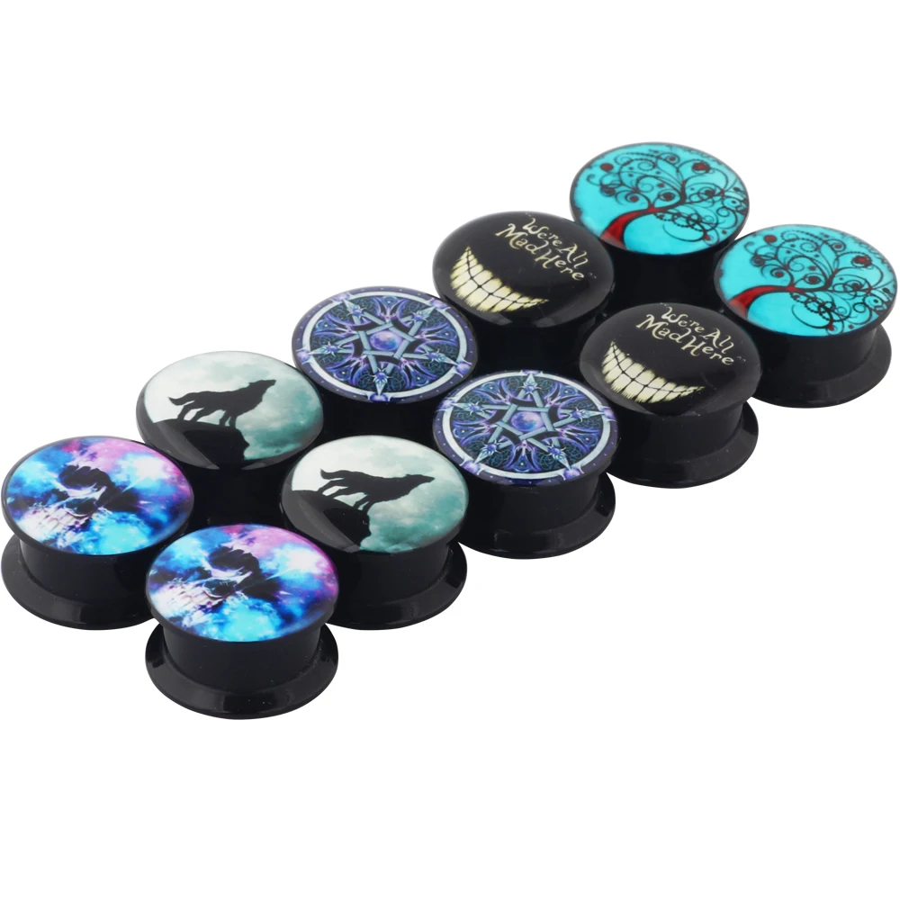 1/5 Pairs Acrylic Ear Stretchers Plugs and Tunnels black Ear Plugs Ear Gauge Screw Flesh Stretcher Body Piercing Jewelry