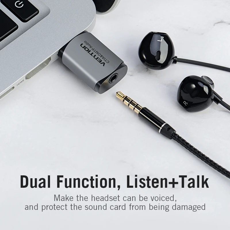 Vention USB Sound Card External USB Audio Interface Soundcard Adapter 3.5mm For Laptop PS4 Headset Sound Card USB pc sound card
