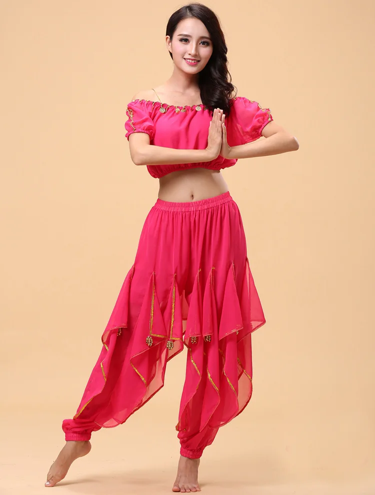 Damski strój do tańca brzucha dla dorosłych, indyjskie kostiumy taneczne na występy sceniczne, top/bluzka do tańca brzucha + spodnie