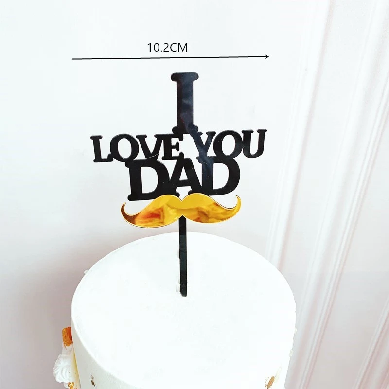 ins DAD Happy birthday Cake Topper Golden black Acrylic Father\'s Day Happy Cake Topper For DAD birthday Party Dessert Decoration