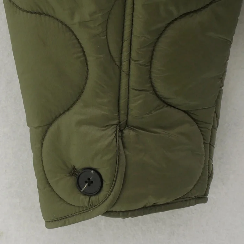 Veste matelassurera surdimensionnée vert armée pour femme, manteau en coton rembourré, vêtements d'extérieur décontractés sans col, mode automne et hiver, 2021