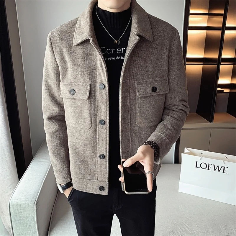 

Autumn 2022 Winter New Wool Trench Coat Male Cashmere Coat Slim Fit Woolen Windbreaker Casual Warm Outwear Manteau Homme B624