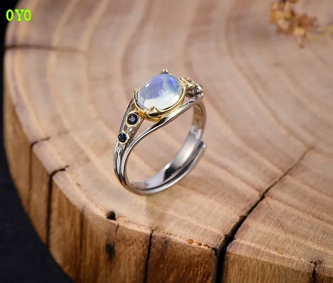 

100%925 Silver Moonstone Ring with adjustable opening