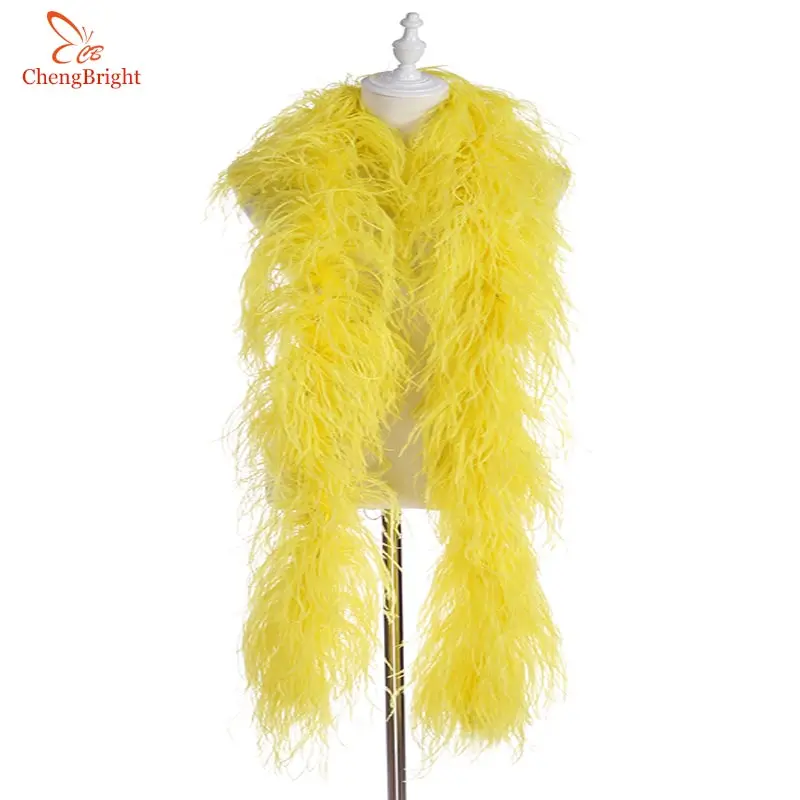 

2 Yards fluffy Yellow ostrich feather boa skirt Costumes/Trim for Party/Shawl/Craft feather boa in wedding decorations