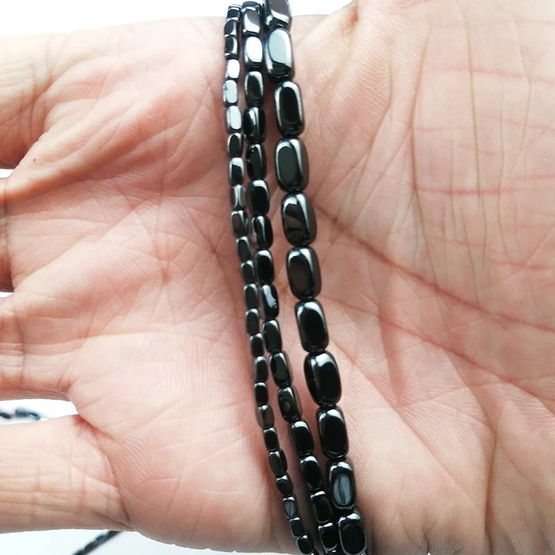 HGKLBB 2~8mm Black Hematite Natural Stone spacer Rectangle Loose beads For Jewelry making bracelets necklace DIY accessories